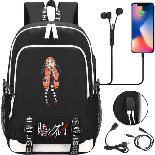 Kakegurui Backpack Women Men USB Charge Schoolbag For Teenage Girls Boys Fashion Travel Bag Student Teenager Casual Mochilas