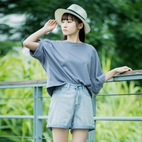 Women Cotton Denim Shorts Jeans Ladies Loose Zipper Wide leg Shorts Female Denim Shorts