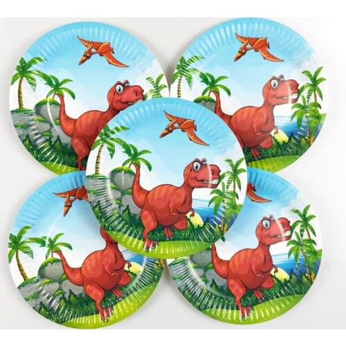 10pcs/lot Dinosaur Theme Plates Kids Boys Favors Dishes Baby Shower Decoration Happy Birthday Events Party Tableware Supplies