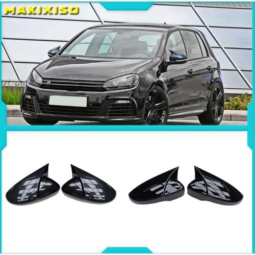 High Quality For VW Volkswagen Passat B7 Scirocco Beetle CC Eos JETTA MK6 Carbon fiber pattern Replacement Rearview Mirror Cover