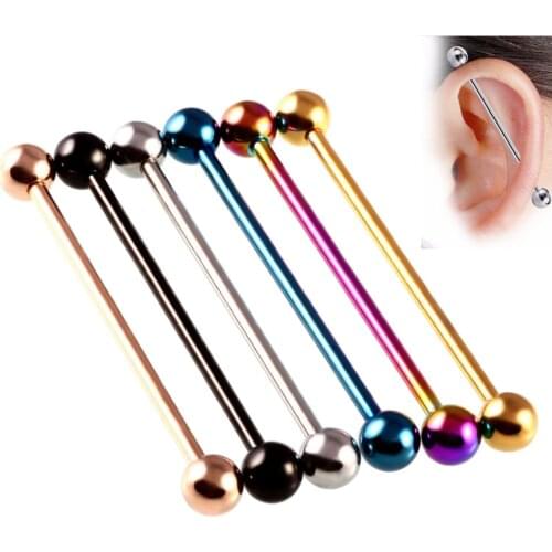 14 Gauge Cartilage Tragus Body Piercing Jewelry 6 pcs Titanium Steel Anodized Industrial Barbell Ear Tragus Earl Ear Plugs Studs