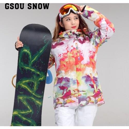 Womens Auspicious Cloud Skiing Jacket Female Windproof Waterproof Snowboarding Outerwear Padded Riding Climbing Anorak
