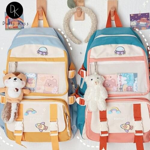 Women Japanese Ita Bag Ladies Cute Fresh Color Contrast Large-Capacity Backpack College Style Student School Bag Kawaii Backpack