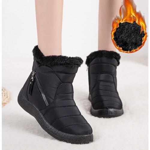 2021 Women Winter Snow Boots Waterproof Slip-On Ankle Boots For Women Fashion Side Zip Boots Ladies Wear-Resistant Womens Shoes