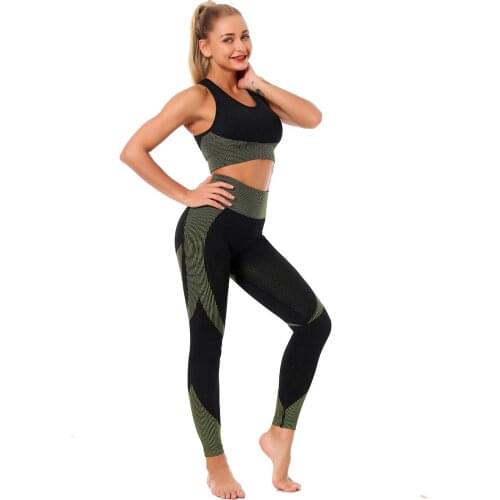 Women Yoga Set Gym Clothing Female Sport Fitness Suit Running Clothes Yoga Top+Leggings Women Seamless Yoga Bra Suits Sportswear