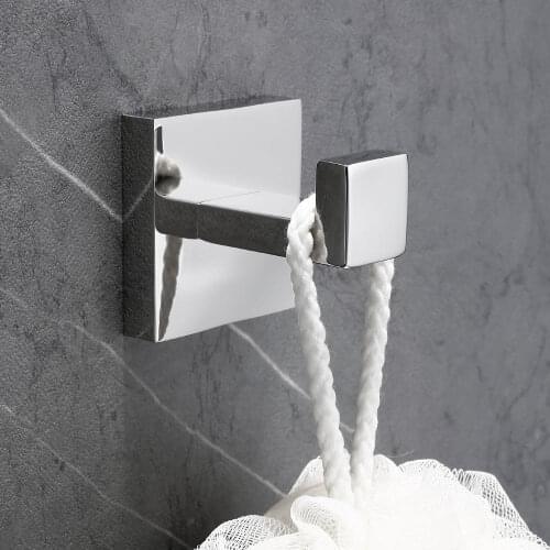 1pcs 2017 new arrival Deluxe SUS 304 Stainless Steel Wall Mount Square Towel Robe Coat Hook Hat Door Hanger Mirror Polished