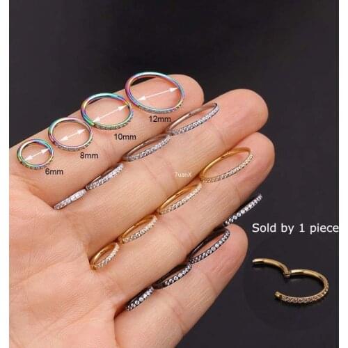 1 Piece 316 Stainless Steel Hoop Earrings 6-12mm Nose Septum Ring Helix Conch Tragus Piercing