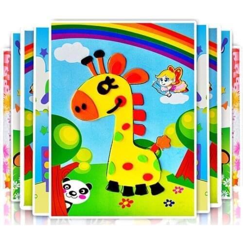 10Pcs/set 3D EVA Foam Sticker Puzzle Game DIY Cartoon Animal Learning Education Toys For Children Kids Multi-patterns Styles