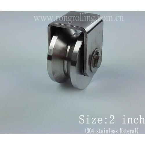 2 inch sliding gate stainless steel pulley groove V with 2pcs 6000RS bearings