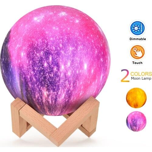3D Printed Starry Lamp creative Moon Lamp LED Night Light touch Control 15cm/ 5.9in with Stand for Children Girls Birthday Gifts