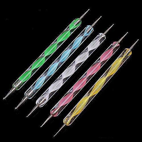 5 Pcs Double Ends Dotting Marbleizing Painting Tool Nail Art Dot Manicure Polish DIY Dotting Tools Set of 5pcs nail art dotting