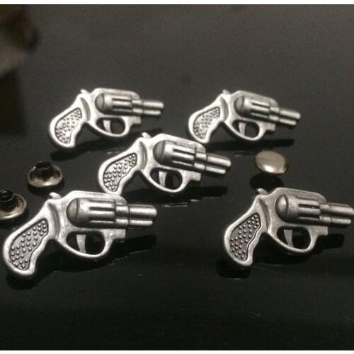 50PCS 13x26MM Antique Silver Gun Studs Rivet Punk Gun Spike Shoes Fit Belt Bag Accessories Leather Craft Shipping Free
