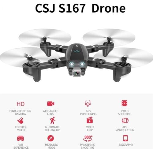 720P CSJ S167 GPS Drone with Camera WIFI FPV Drone 720P Flying Gesture Control Auto Return RC Quadcopter 3 Batteries RC Toys