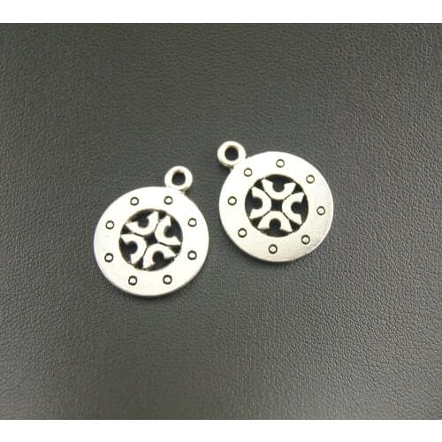 8 Pcs Silver Color Round Disc Tag Charm Jewelry Making DIY Handmade Craft A946