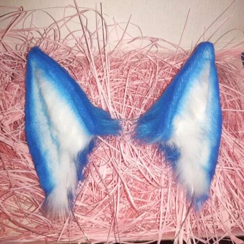 Ahri Fox Ears handmade Blue Animal ears Cosplay props LOL fox ears Cute Lolita hair accessories