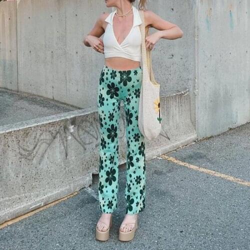 Za Floral Printed Pant High Waist Bodycon Casual Fashion Elastic Waist Pants 2021 Summer Holiday Vintage Women Straight Pant