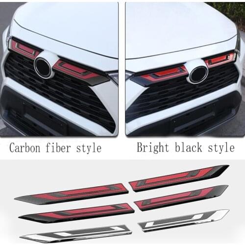 DNHFC Front Grille Trims Net Grille Cover Carbon Fiber Molding Sticker Accessories For Toyota RAV4 RAV 4 XA50 2019 2020