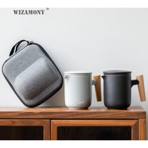 WIZAMONY Travel tea set ceramic express cup portable tea cup household tea cup teapot small set supports customization