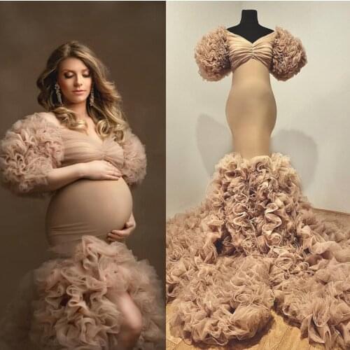 Photography Stretchy Evening Dresses Ruffled Chic Mermaid Evening Dress Tiered Custom Made abiye 2021 abendkleider