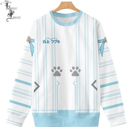 VTuber Shirakami Fubuki 3D Printing T-shirt Fashion Round Neck Long Sleeve Popular Streetwear Plus Size