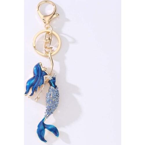 Exquisite Crystal Mermaid Sea-maid Keychain Car Keys Holder Rhinestone Bag Pendant Keyrings Jewelry Gift XIN-Shipping