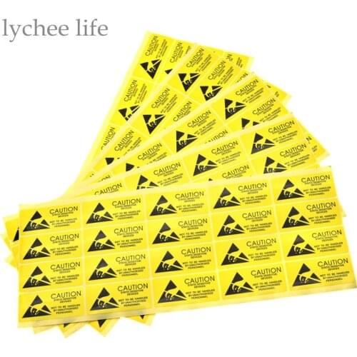 Lychee Life 100pcs Caution Sticky Sticker Adhesive Warning Label Reminder for ESD Static Sensitive Device Electronic Components