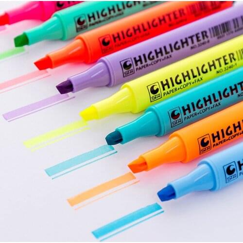 1pcs Creative Stationery Triangle Marker Pen Solid Highlighter 8color Drawing Pen for Kids Gift Focus Mark Art Supplies