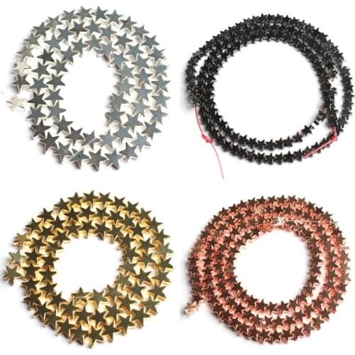 Natural Rose Gold Placted Star Hematite Stone Loose Beads for Jewelry Making DIY Bracelet 15inches Strand 4/6/8/10mm