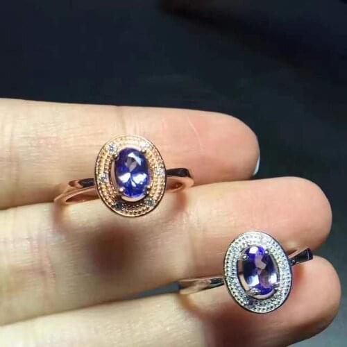 Real Natural Luxury Tanzanite Gemstone Rings For Women Solid 925 Sterling Silver Fine Jewelry Female Engagement Ring