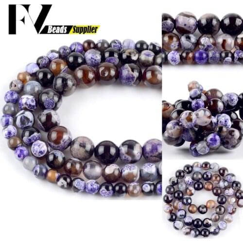 Natural Stone Purple Fire Agates Onyx Beads Round Loose Spacer Mineral Beads For Jewelry Making Diy Bracelet Charms 6 8 10mm 15