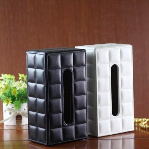 Room Kitchen Car PU Leather Tissue Box Holder Napkin Paper Cover Rectangle Case Home Car Napkins Holder Home Organizer Decor