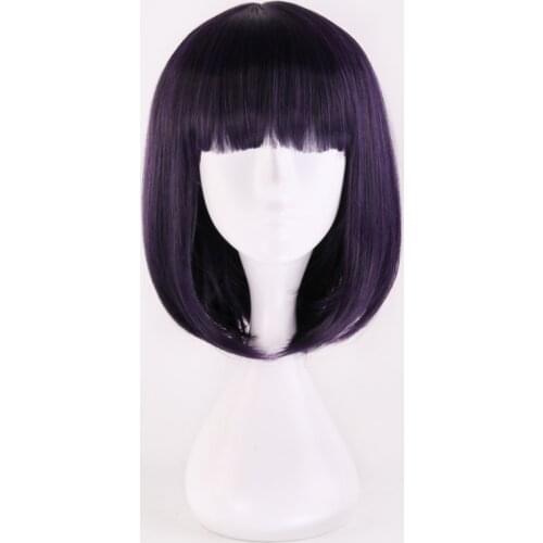 Sailor Saturn Wig Cosplay Wigs Tomoe Hotaru 35cm Purple Black Mix Short Bobo Synthetic Hair Wigs + Wig Cap