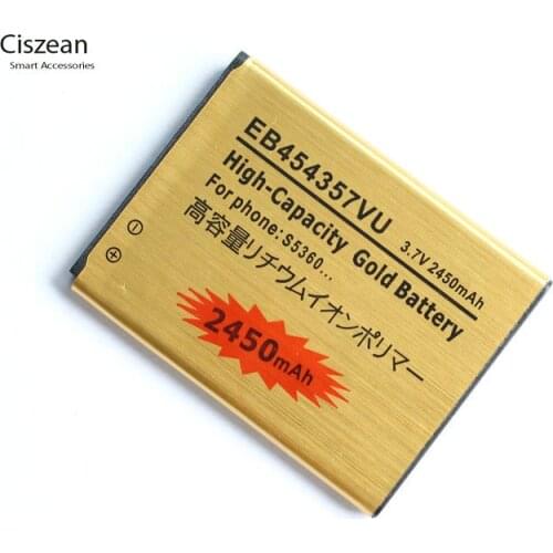 Ciszean EB454357VU 2450mAh Phone Gold Replacement Battery For Samsung Galaxy Y S5300 S5360 S5380 S5368 I509 GT-S5360 GT-S5368