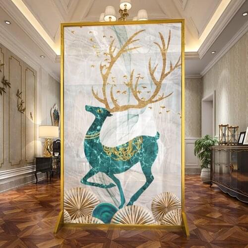 Light luxury elk art screen living room partition hallway blocking the Nordic metal mobile screen