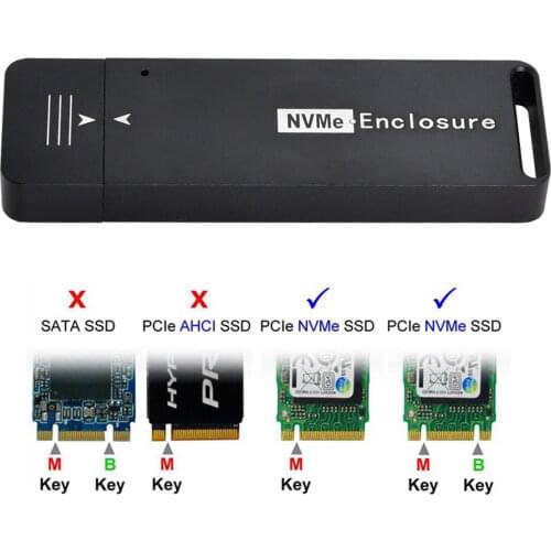 CY Chenyang USB 3.1 Gen2 10Gbps to NVME PCI-E M-Key Solid State Drive External Enclosure 2230/2242mm