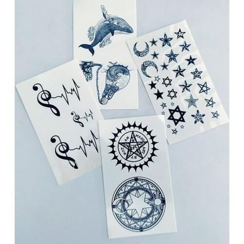 Waterproof Temporary Tattoo Sticker whale wave light bulb misical note star tatto flash tatoo fake tattoos for women men kid