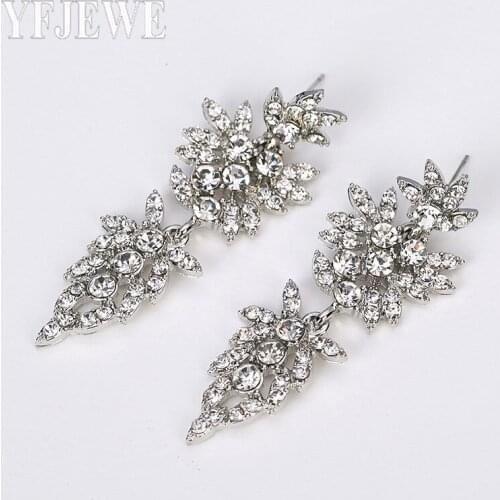 YFJEWE Hot Vintage Silver Color Abstract Star Earrings for Woman Rhinestone Long Dangle Earrings Punk Fashion Accessories