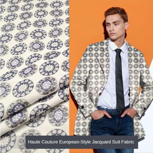 145 * 50cm European and American Fashion Gold Lines Dot Jacquard Suit Fabric Dress Windbreaker Coat Garment Material