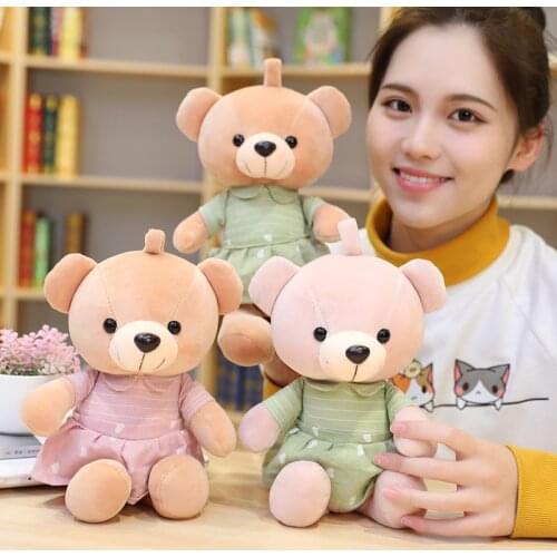 1pc 28cm Cute Couple Dressing Bear Super Teddy Bear Plush KING Toy .Girl Birthday Teddy Stuffed Toy Baby Gift Home Decoration