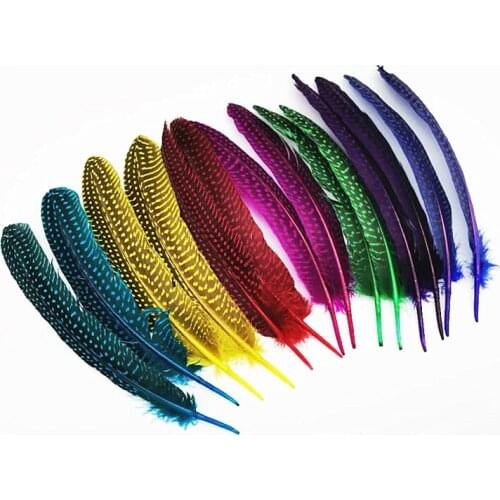 10pcs/lot wing pheasant feather spotted Guinea fowl plumes17-22cm diy decor feathers for jewelry making wedding decoration pluma