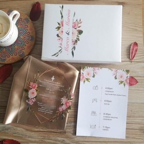 10pcs clear acrylic card with printed box custom acrylic wedding invitation card(print any color) hot sale menu card