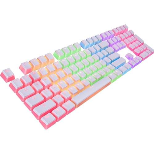 OEM Profile Pudding Keycaps Double Shot PBT Keycap Set For DIY 60% 87 TKL / 104 MX Switch Mechanical Keyboards - White