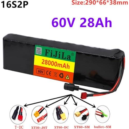 2021 New 60V 28Ah 16S2P 18650 Li-ion Battery 67.2V 28000mAh Ebike Electric Bicycle Scooter With BMS 1000Watt T Plug With