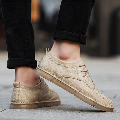 2021Trend Fashion Casual Male Lace-up Oxford Footwear Moccasins Comfortable Men Elegant Office work Party Shoes High Quality