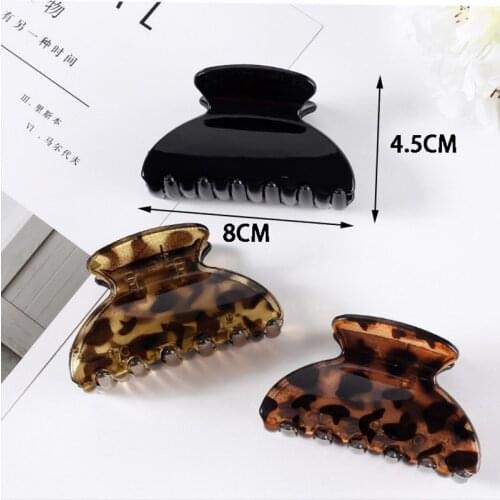 3PCS Plastic Black Crab Hair Claw Clips Ponytail Holder Clamp Basic Leopard Tortoiseshell Large Barrette Makeup Accessories Set