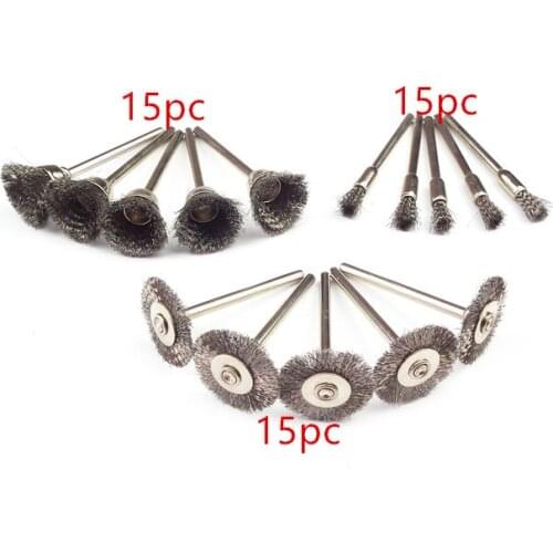 45Pcs mini rotary stainless steel 3mm Rotary Polish Tools Steel Wire Wheel dremel tools Brushes Cup Rust Dremel Accessories