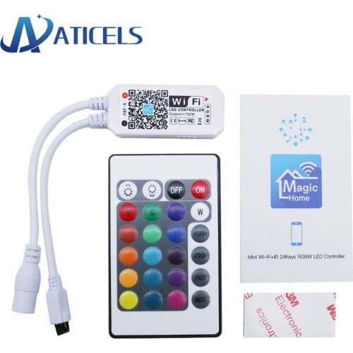 5-24V Mini WiFi RGB RGBW LED Controller With 24Key Remote APP Control For RGB RGBW RGBWW LED Strip Lights