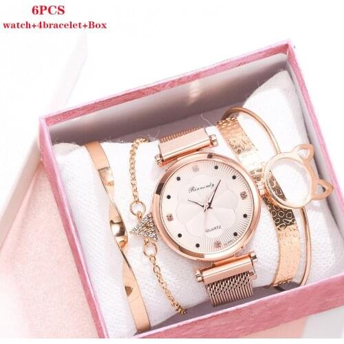 5Pcs Set Women Watches Luxury Ladies Watch And Bracelet Set Women Clock Fashion Quartz Wrist Watches Orologio Donna Dropshipping