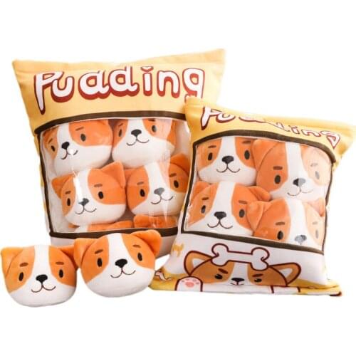 8pcs/lot Cute Dog Pudding Snack Bag Plush Dolls Stuffed Anime Husky/Shiba Cushion/Pillow Kids/Girl Birthday Gifts