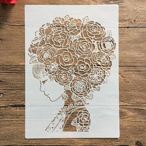 A4 29 * 21cm girl Mandala DIY Stencils Wall Painting Scrapbook Coloring Embossing Album Decorative Paper Card Template